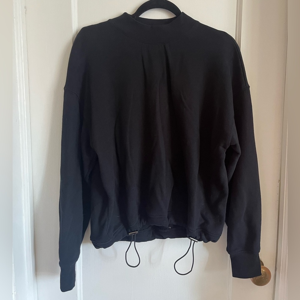 Vince Mock Neck Drawcord Hem Sweatshirt